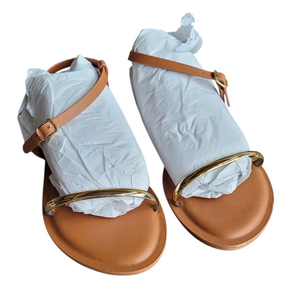 UNIVERSAL THREAD 10 Gold Brown Mildred Ornament Anle Strap Memory Foam Sandal